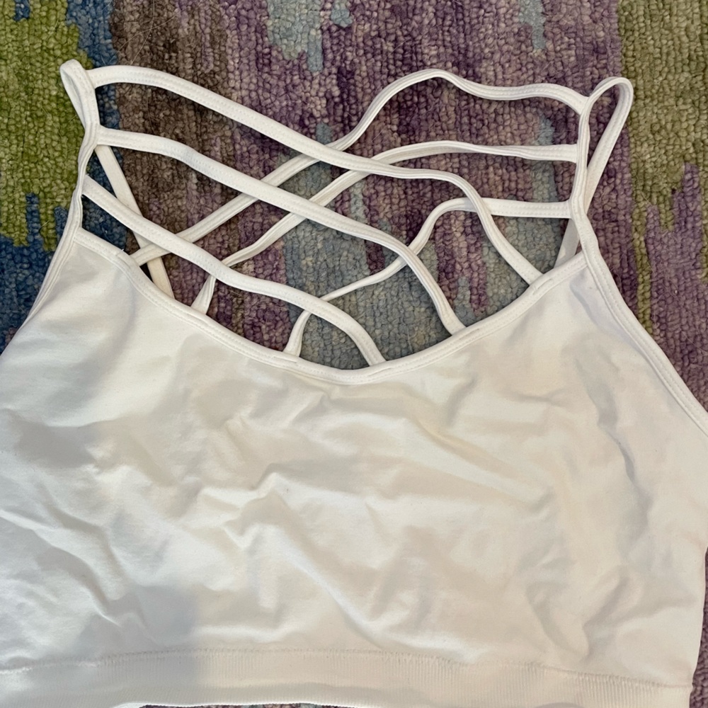 Criss cross bandeau bra white